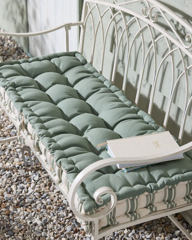 Green Stripe Garden Bench Cushion - Image 2