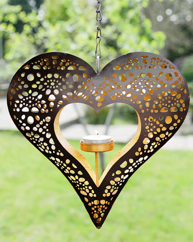 Gold Heart Hanging Garden Candle Holder - Image 5