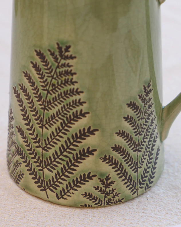 Green Fern Pitcher Jug Vase - Image 5