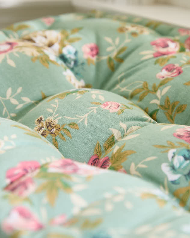 Green Floral Indoor Bench Cushion - Image 3