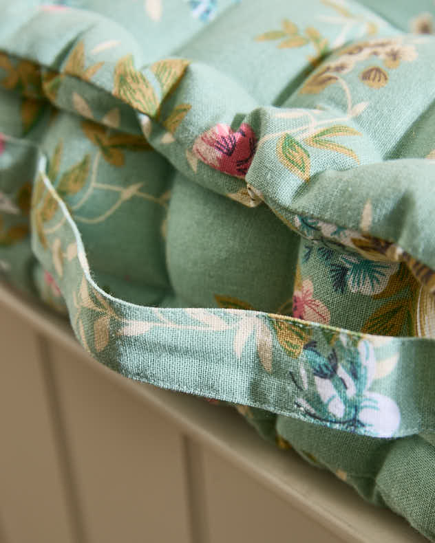 Green Floral Indoor Bench Cushion - Image 4