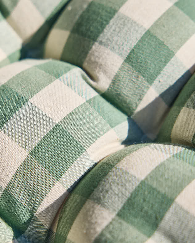 Green Gingham Garden Bench Cushion - Image 3