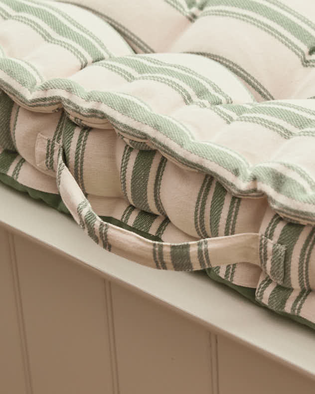 Green Stripe Indoor Bench Cushion - Image 3