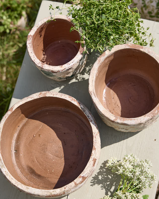 Green Terracotta Weathered Planters - Image 4