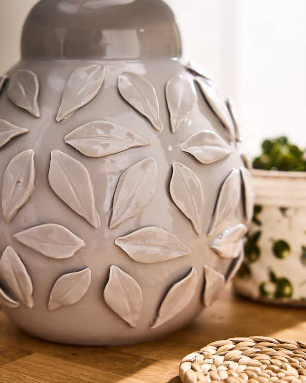 Grey Ceramic Floral Lamp - Image 2