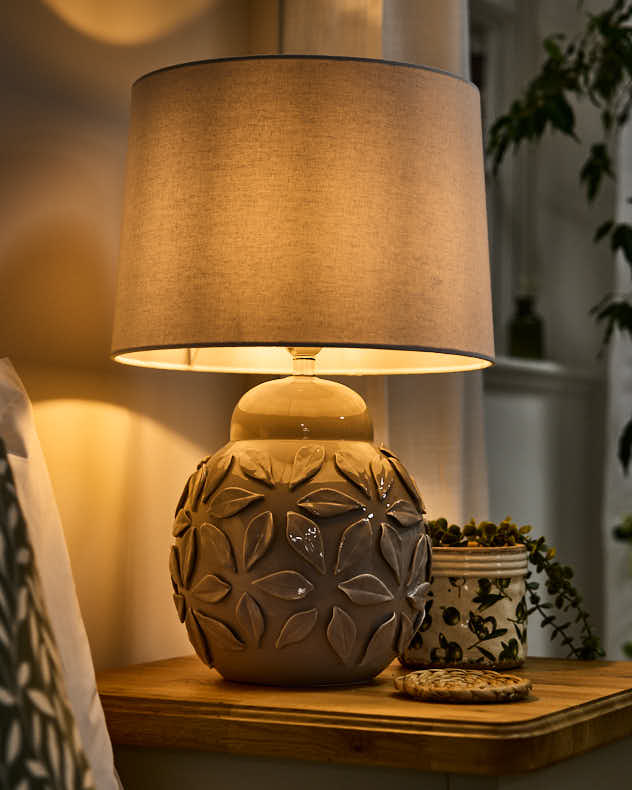 Grey Ceramic Floral Lamp - Image 3