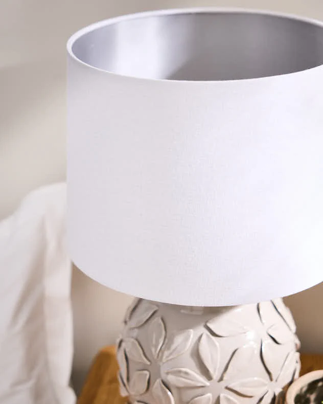 Grey Ceramic Floral Lamp - Image 4