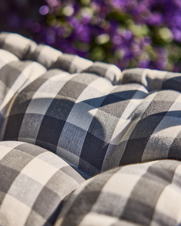 Grey Gingham Garden Bench Cushion - Image 4