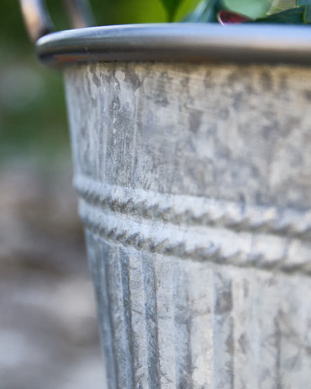 Grey Metal Bucket Planter - Image 3
