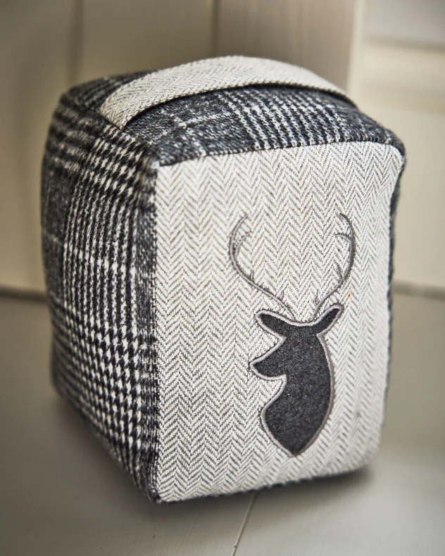 Grey Tweed Stag Fabric Door Stop - Image 3