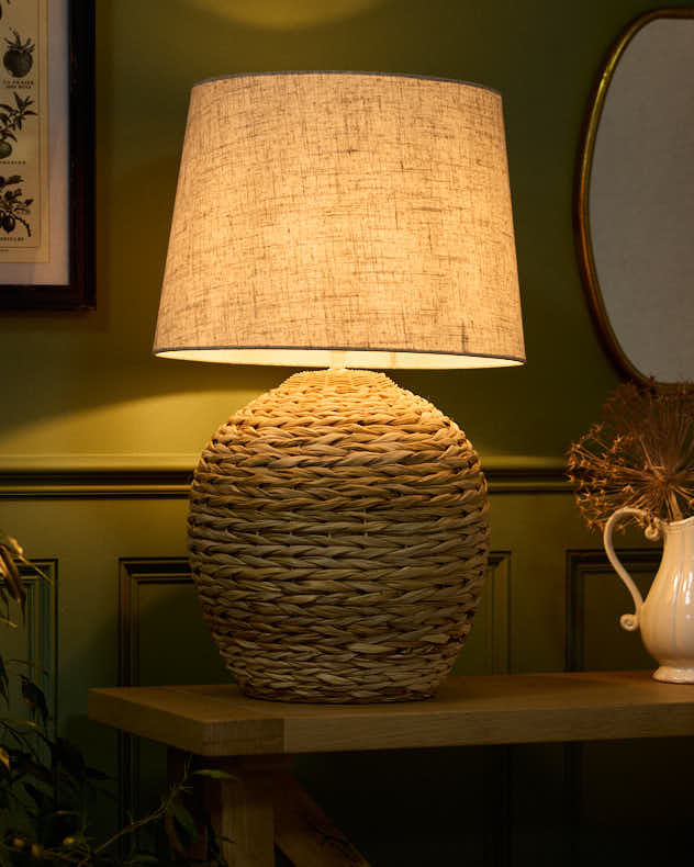 Handwoven Coastal Rattan Table Lamp - Image 3