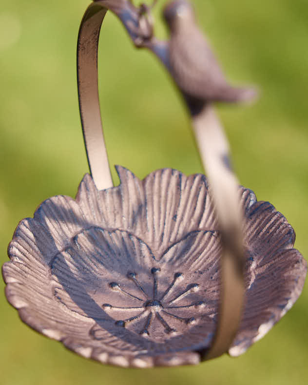 Hanging Heart Antique Brown Bird Dish - Image 3