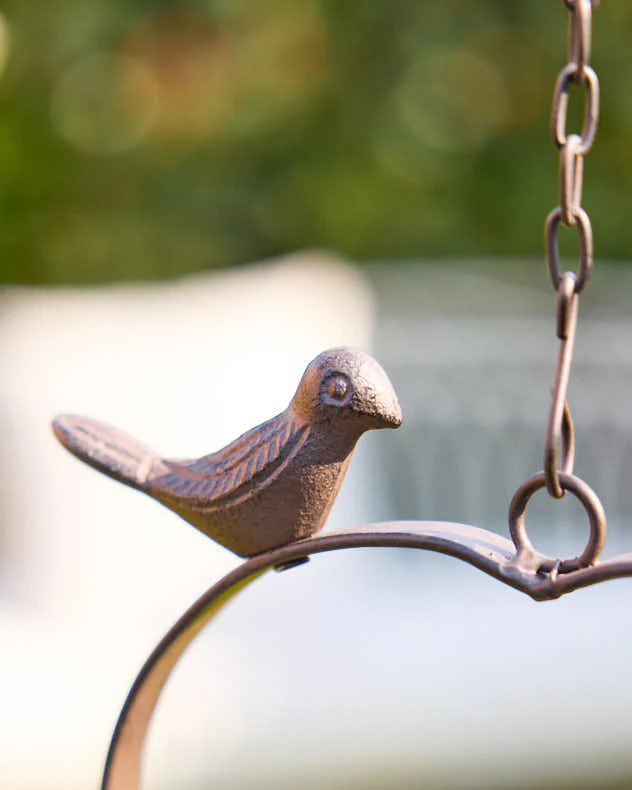 Hanging Heart Antique Brown Bird Dish - Image 4
