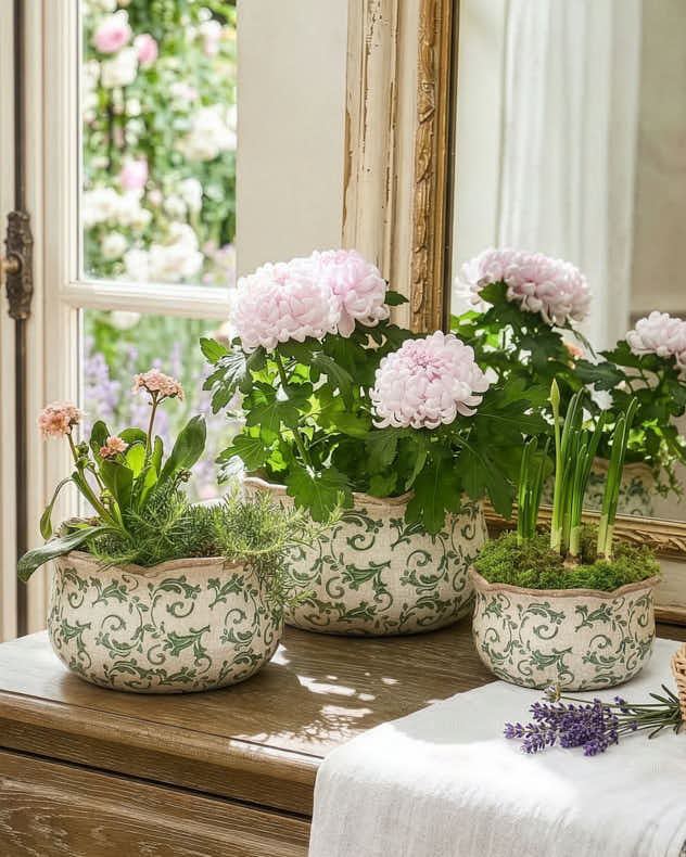 Irina Green Botanical Set of 3 Planters