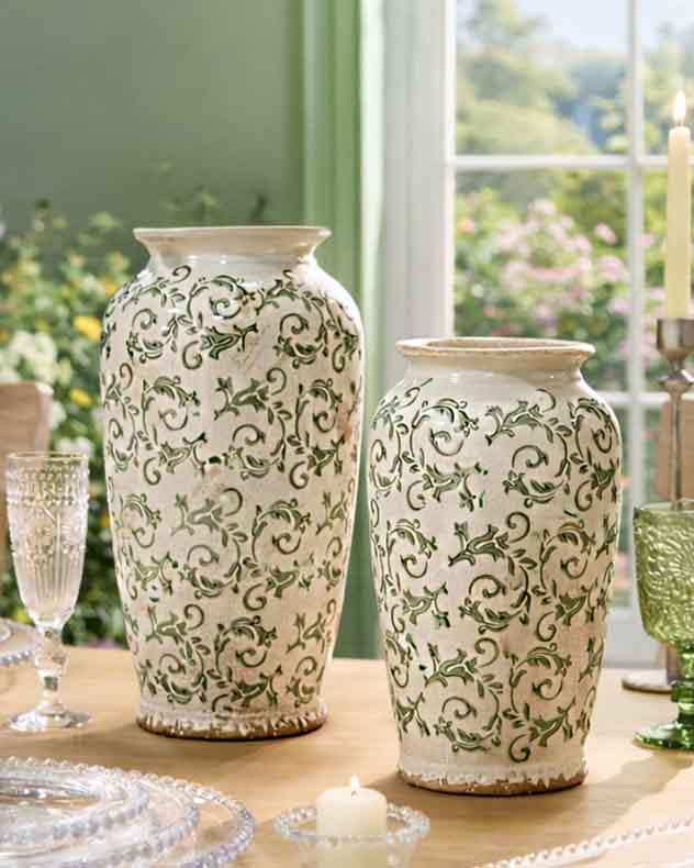 Irina Green Botanical Urn Vase - Image 3