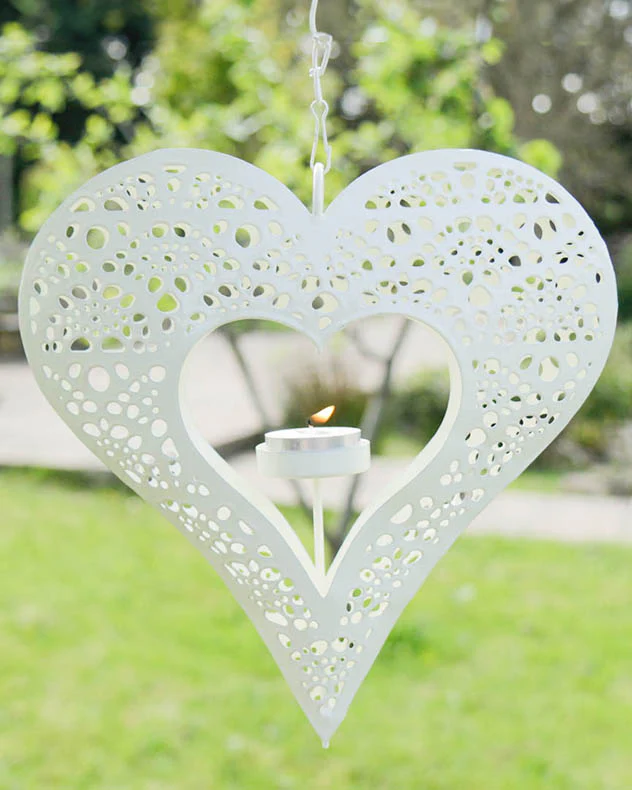 Ivory Heart Hanging Candle Holder - Image 3