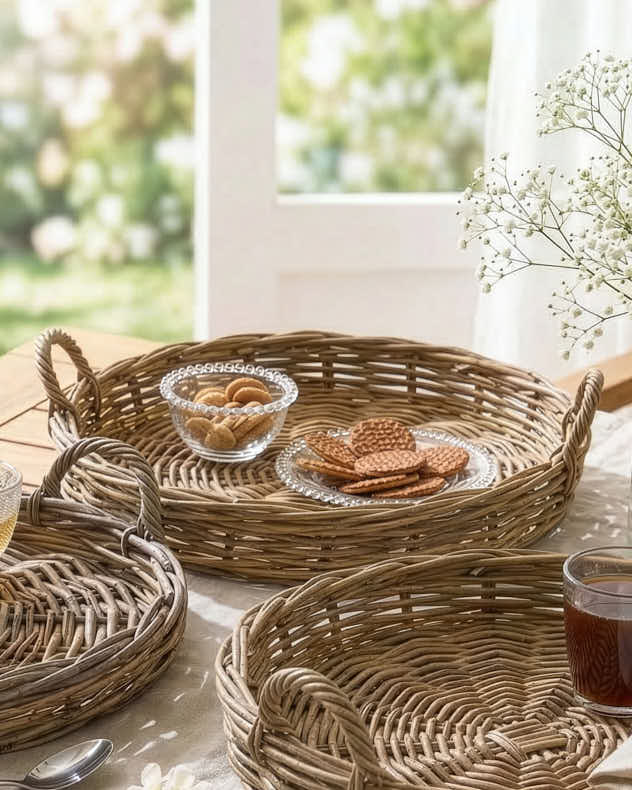 Kaduna Rattan Tray with Handles - Image 3