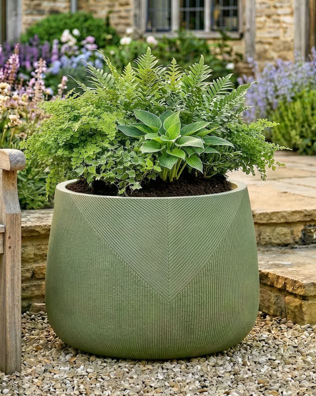 Kalo Green Striped Planter Collection - Image 4