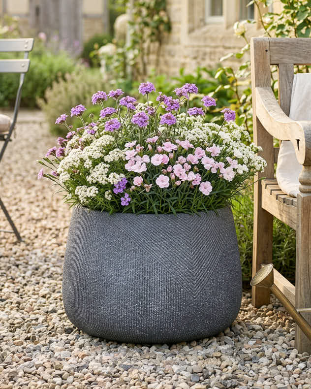 Kalo Grey Striped Planter Collection - Image 4