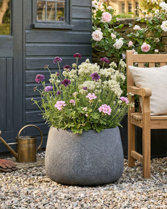 Kalo Grey Striped Planter Collection - Image 5