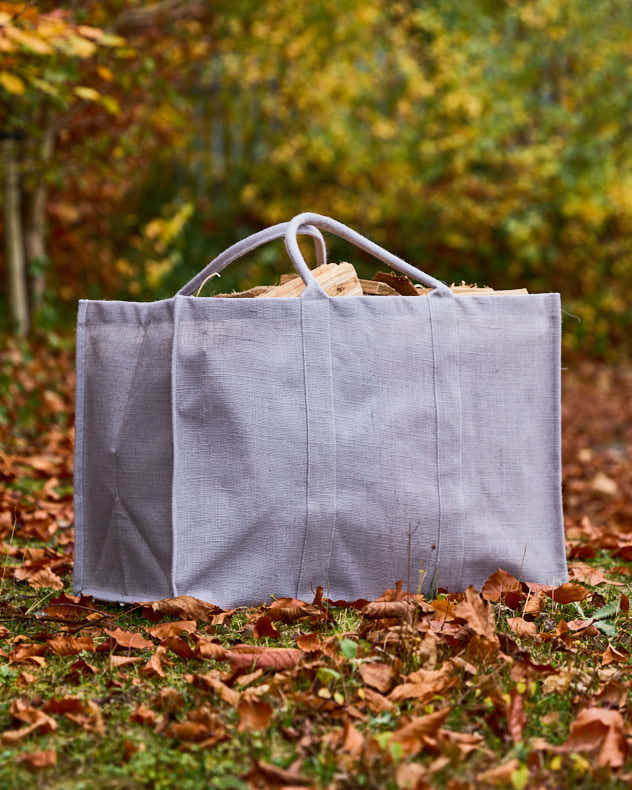 Large Grey Jute Log Carrier - Image 5