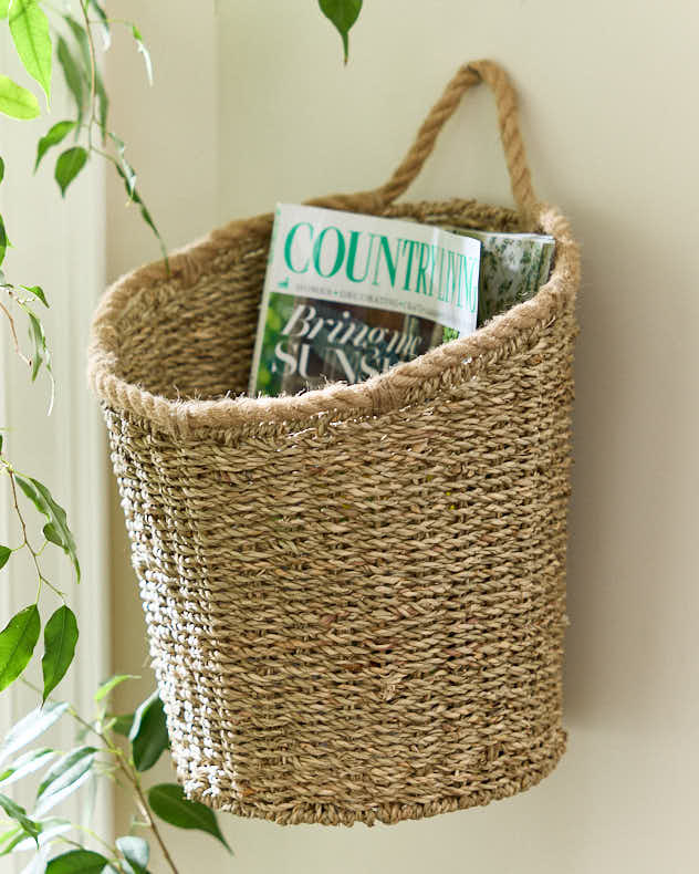 Large Rope Finish Seagrass Wall Basket - Image 3
