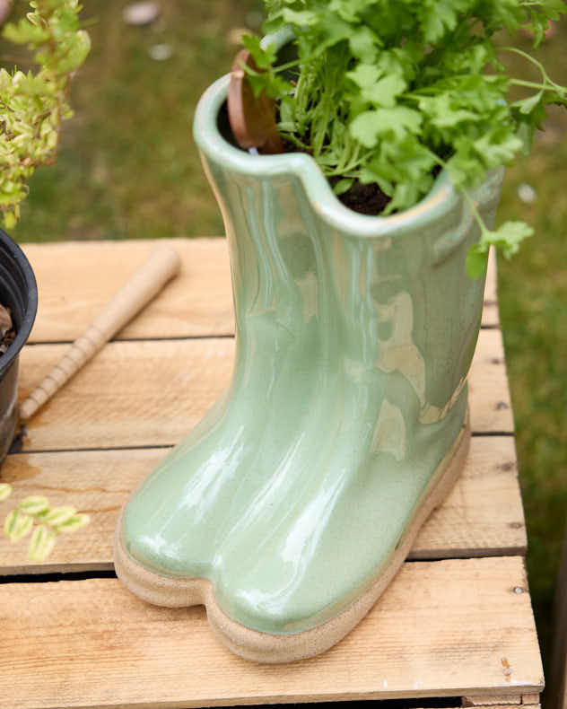 Large Green Welly Boot Planter - Image 4