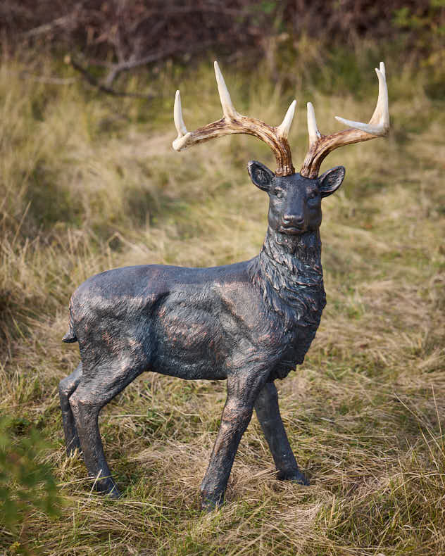 Large Black Standing Carved Stag - Image 3