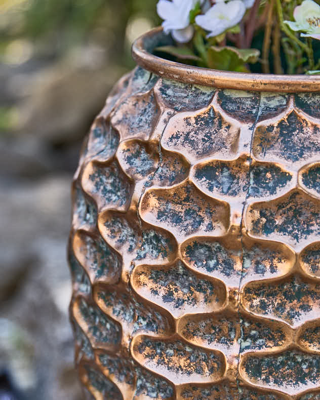 Large Textured Gold Planter - Image 3