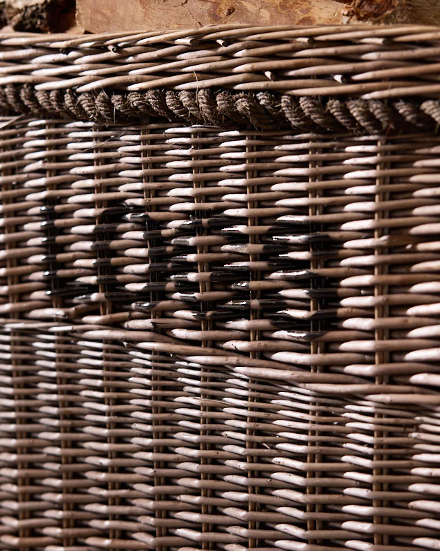 Rope Handled Log Basket with Wheels - Image 3