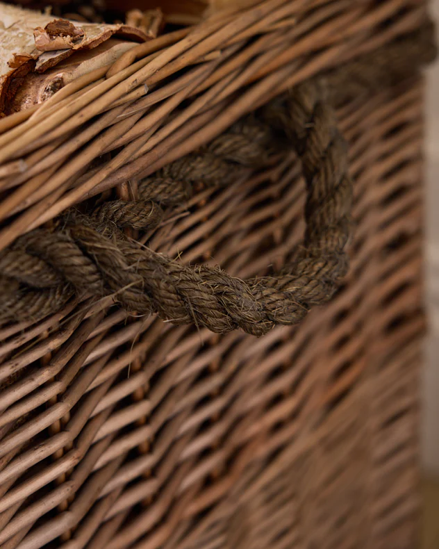 Rope Handled Log Basket with Wheels - Image 4