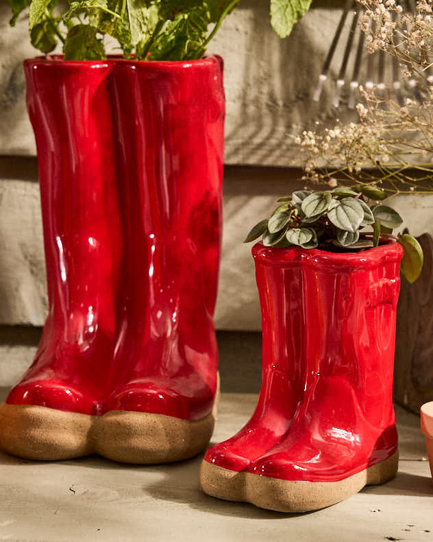 Little & Large Red Welly Boot Plant Pots - Image 5