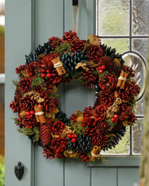 Luxury Cinnamon Pine Door Wreath 38cm - Image 2