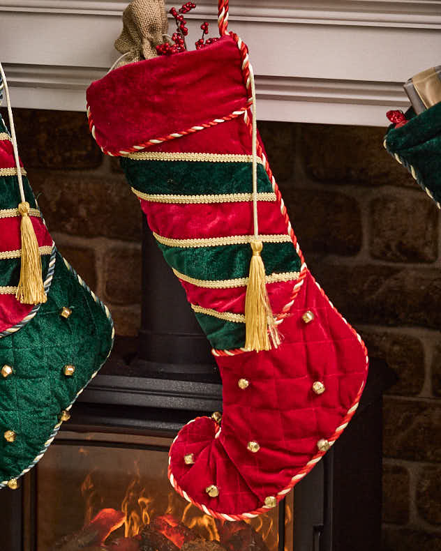 Luxury Jingle Bell Red Christmas Stocking