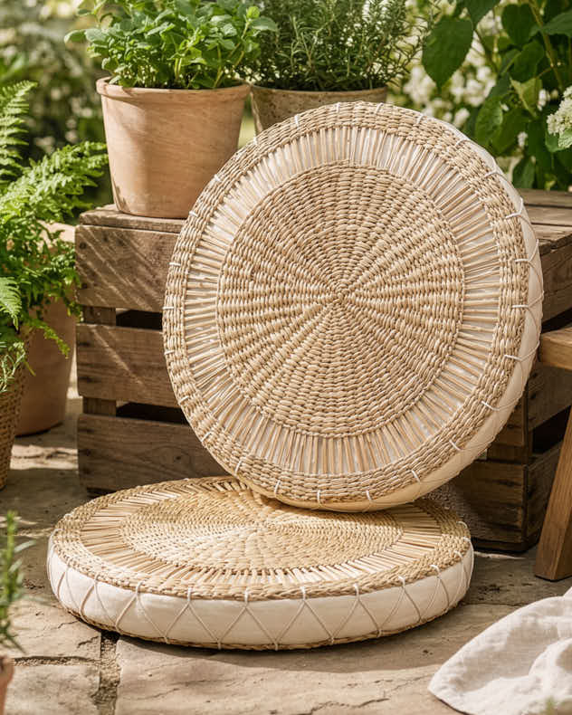 Manari Woven Round Floor Cushion - Image 3