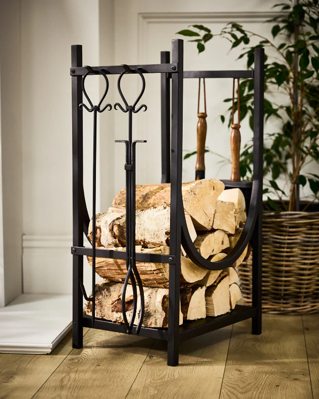 Mayfair Black Log Rack & Fire Tools - Image 2