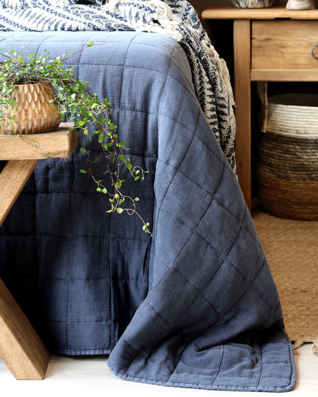 Midnight Blue Soft Quilted Throw - Image 2