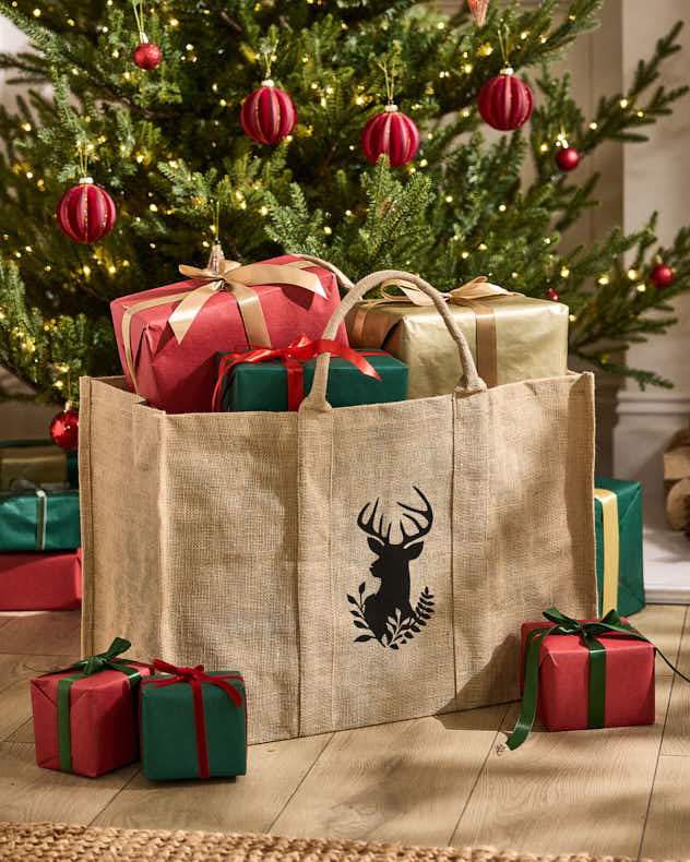 Stag Head Jute Gift Sack