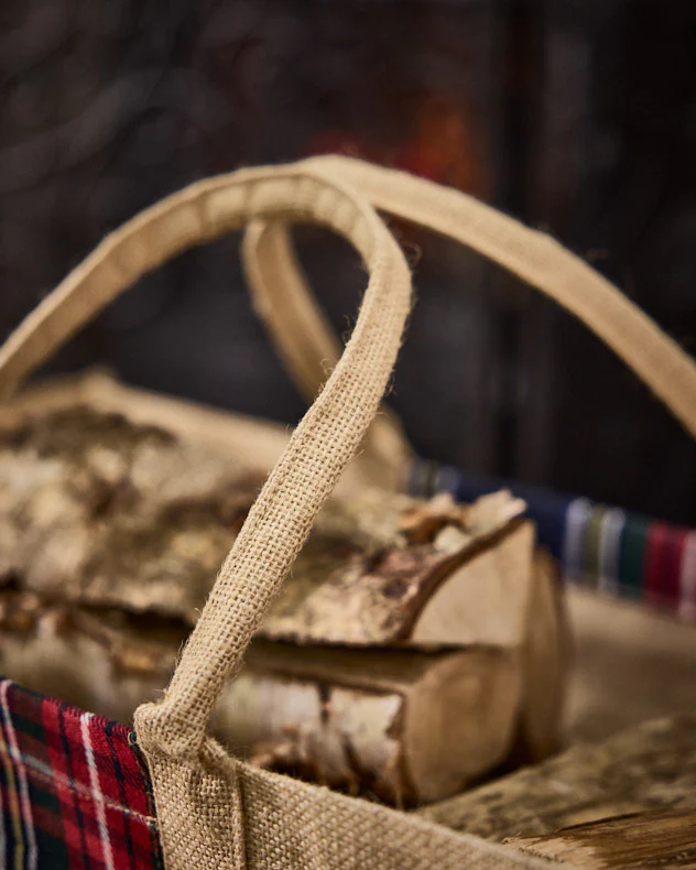 Natural Tartan Jute Log Carrier - Image 4