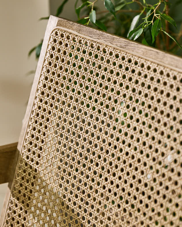 Countryside Oak Wood Rattan Chair - Image 3