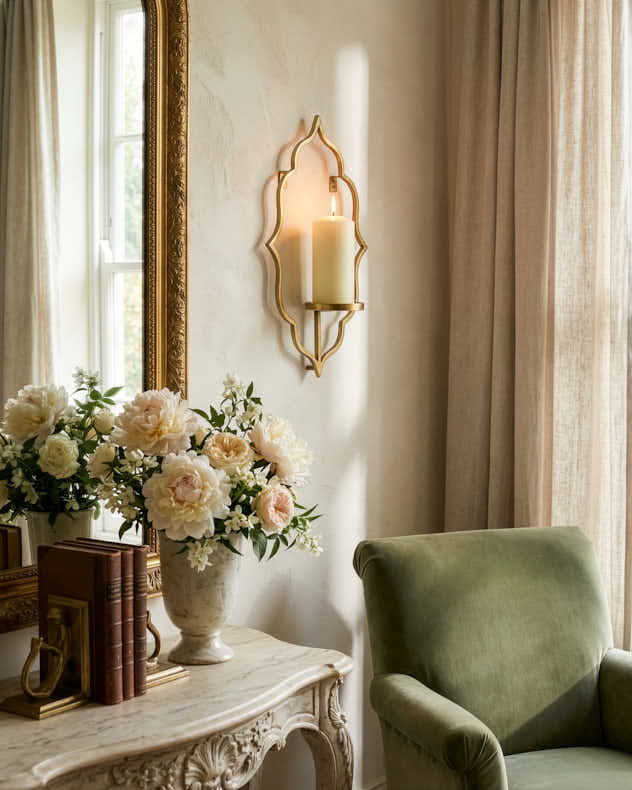 Gold Wall Mounted Candle Holder - Image 3