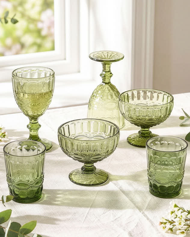 Palazzo Green Glassware Collection