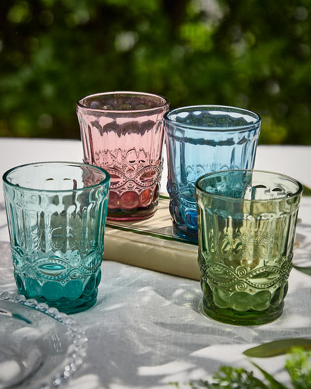 Palazzo Set of 4 Embossed Glass Tumblers