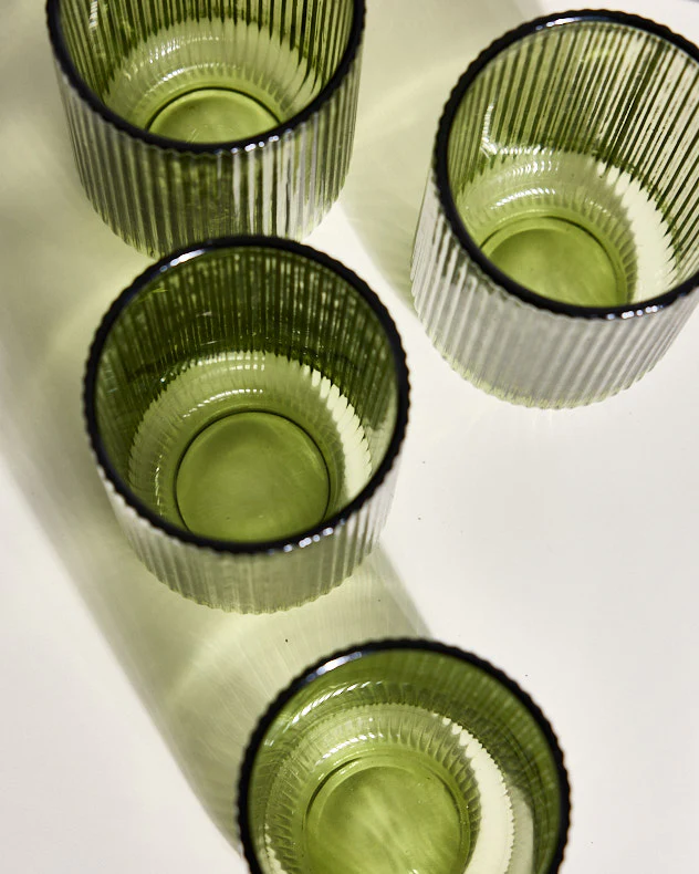 Palermo Green Ribbed Highball Tumbler - Image 4