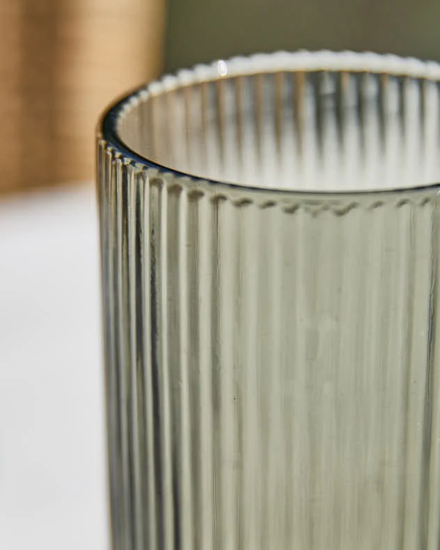 Palermo Grey Ribbed Highball Tumbler - Image 4