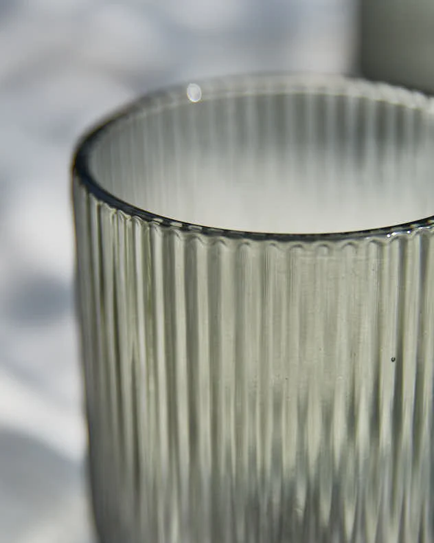 Palermo Grey Ribbed Tumbler Glass - Image 2