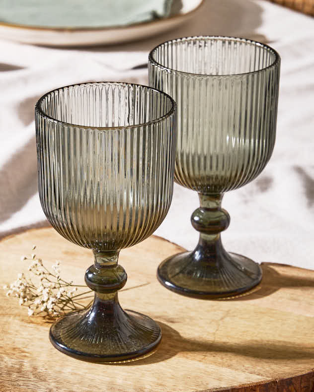 Palermo Grey Ribbed Wine Goblet - Image 2