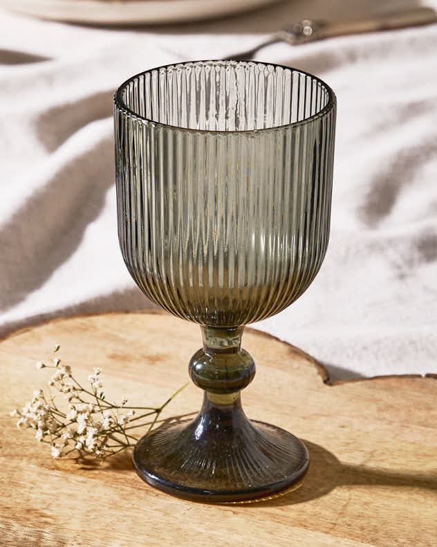 Palermo Grey Ribbed Wine Goblet - Image 3
