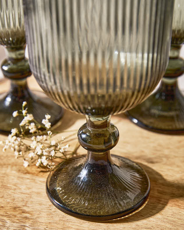 Palermo Grey Ribbed Wine Goblet - Image 4