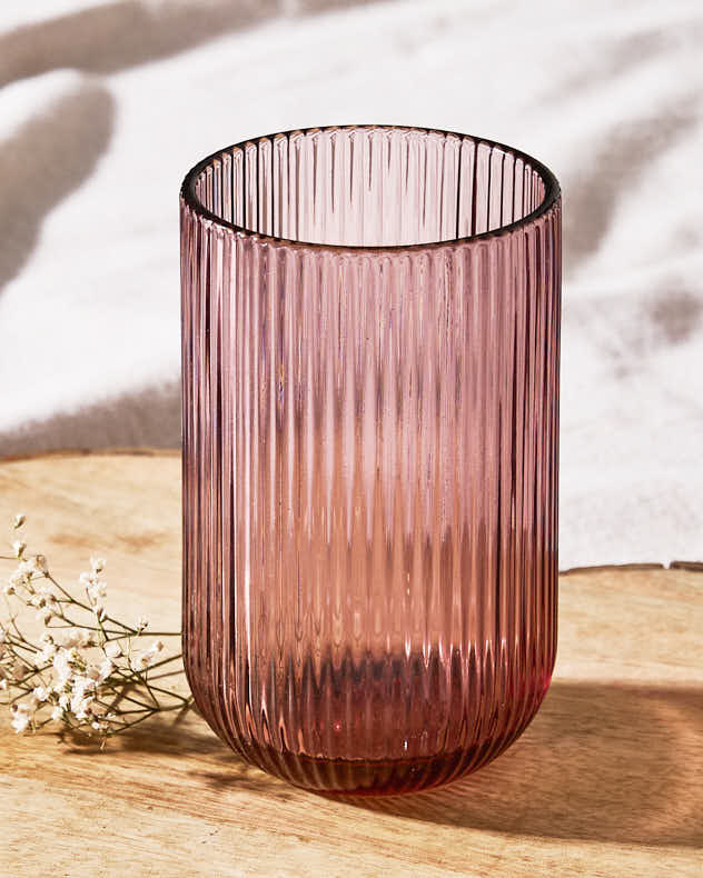 Palermo Pink Ribbed Highball Tumbler - Image 2